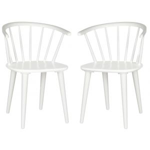 Ensemble de 2 chaises de salle &agrave; manger en bois de caoutchouc blanc