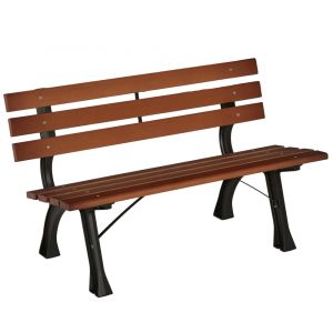 Banc de jardin 2 places style rural chic bois fonte aluminium noir