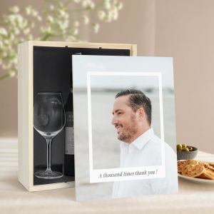 Coffret vin blanc avec 2 verres - Salentein Chardonnay - Couvercle imprim&eacute;