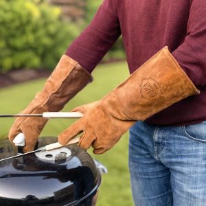 Gants de barbecue en cuir personnalis&eacute;s