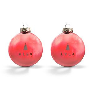 Boules de Noël en verre personnalisée - Rouge (2 pièces)
