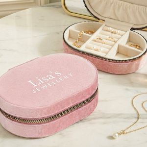 Bo&icirc;te &agrave; bijoux personnalis&eacute;e pr&eacute;nom - Ovale - Rose