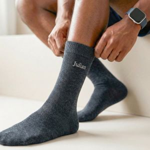 Chaussettes brod&eacute;es - Gris - 35/38