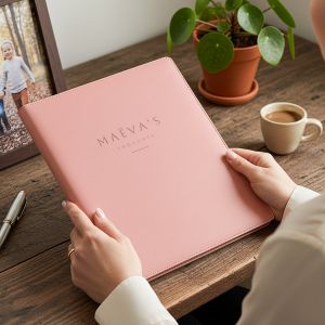 Porte-documents - Rose - Cuir gravé