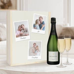 Coffret Champagne René Schloesser (750ml) et 2 flûtes - Couvercle imprimé