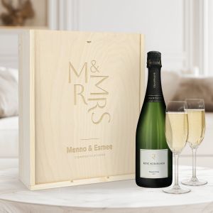 Coffret Champagne René Schloesser (750ml) et 2 flûtes - Couvercle personnalisé
