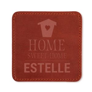 Dessous de verre en cuir gravé - Marron - 1 pièce