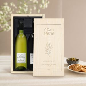 Coffret Belvy - blanc et rouge - Couvercle grav&eacute;