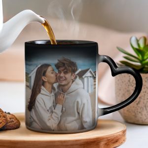 Mug magique personnalisé avec poignée en forme de cœur