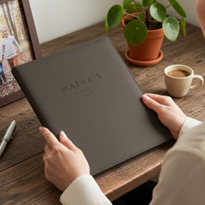 Porte-documents - Noir - Cuir gravé