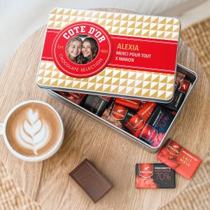 Boîte cadeau vintage personnalisée - avec Chocolats Côte d"Or