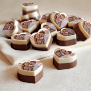 Chocolats personnalis&eacute;s - Coeur massif - 48 pi&egrave;ces