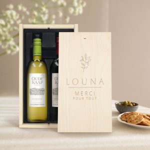 Coffret Oude Kaap - blanc et rouge - Couvercle grav&eacute;