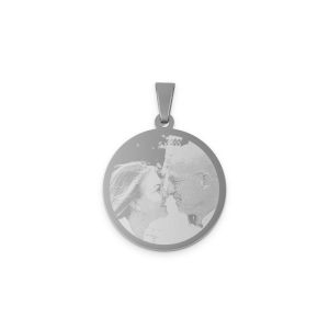 Pendentif rond avec photo - Couleur argent