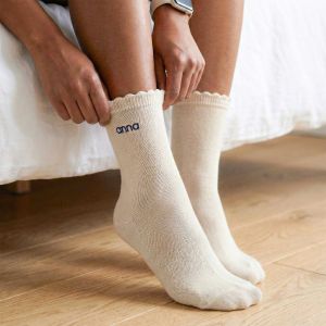 Chaussettes brod&eacute;es - Beige - 39/42