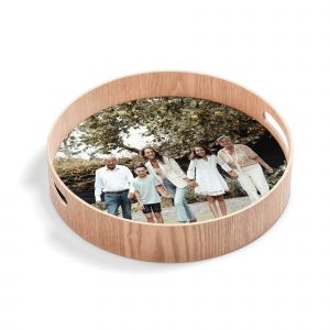 Plateau rond personnalisé - Aspect bois - 30 cm