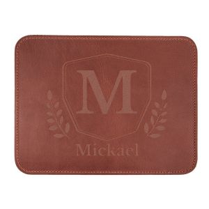 Tapis de souris personnalis&eacute; en cuir - Brun