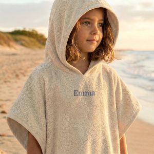 Poncho de bain enfant personnalis&eacute; - 6/12 ans - Beige