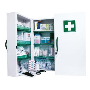 Armoire à pharmacie 2 portes en métal - garnie