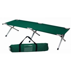 Lit de camp pliant en aluminium avec toile verte