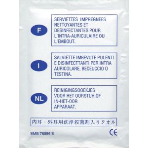 Lingettes désinfectantes pour intra-auriculaires