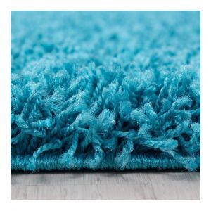 Tapis uni à longues mèches rond Soho Ø 120 Turquoise