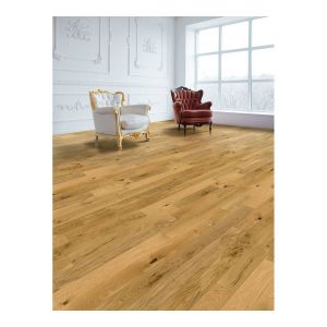 Parquet massif en chêne avec 4 chanfreins Skadi 12x40-180 Chêne Country brossé verni mat