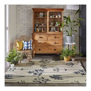 Tapis floral laine moderne tuft&eacute; main Stipa 250x350 Denim