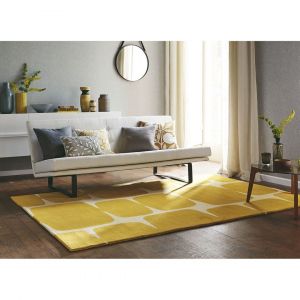 Tapis abstrait laine design tuft&eacute; main Lhoko 160x230 Jaune