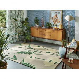 Tapis tuft&eacute; main floral design laine Poppy Pop 250x350 Beige