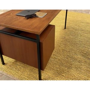 Tapis naturel jute et coton tissé main Japandi 200x300 Jaune