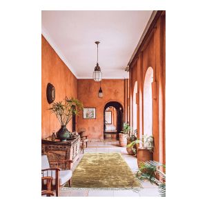 Tapis naturel jute avec franges tissé main rayé Wabi Sabi 200x300 Naturel