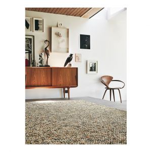 Tapis laine et jute tiss&eacute; main plat moderne pour salon Marble 200x300 Orange