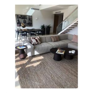 Tapis naturel jute et coton tissé main Japandi 200x300 Blanc