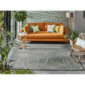 Tapis floral laine tuft&eacute; main moderne Orto 160x230 Givre