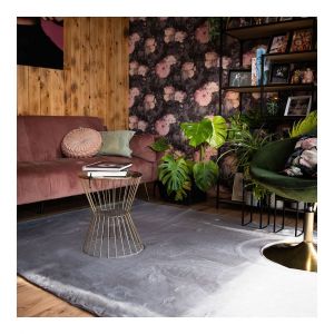 Tapis uni shaggy doux moderne Serena 60x100 Argent&eacute;