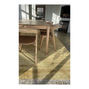 Tapis naturel jute avec franges tissé main rayé Wabi Sabi 300x400 Jaune