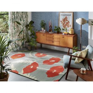 Tapis tuft&eacute; main floral design laine Poppy Pop 250x350 Sauge