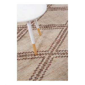 Tapis ethnique berbère plat laine et jute Karo 200x300 Naturel