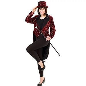 Frac queue-de-pie "paillettes" pour femmes, rouge