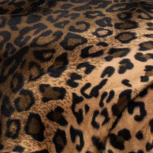 Tissu imitation fourrure "impression l&eacute;opard", marron/color&eacute;