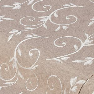 Tissu damassé "ramage", taupe, qualité anti-taches