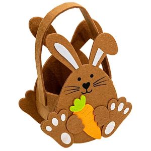 Petit panier "lapin" en feutrine, marron, 15 x 8 x 20 cm