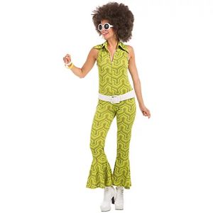 Combinaison ann&eacute;es 70 "Green Hippie" pour femme, vert