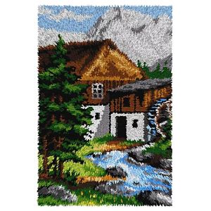 Tapis au point noué "tableau montagnard"