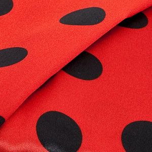 Tissu satin "pois", rouge/noir