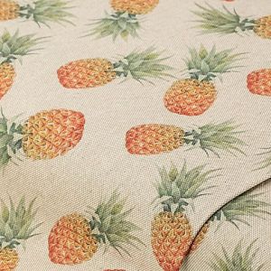 Tissu coton "ananas", écru naturel/coloré, série "Lorena"