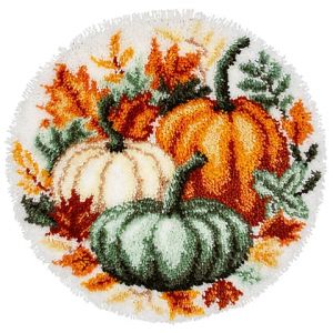 Tapis au point noué "citrouille", Ø 55 cm