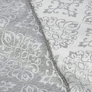 Tissu damassé "ornement", argent, qualité anti-taches