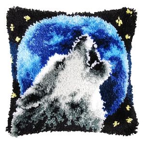Devant de coussin au point noué "loup"